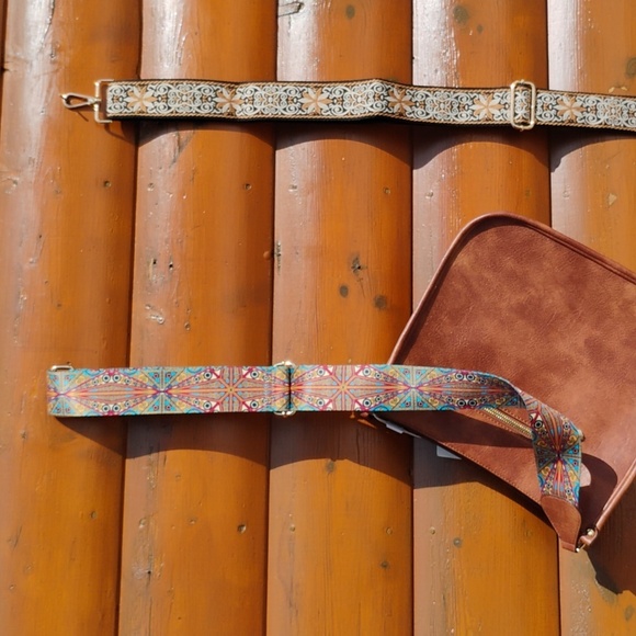 🎸 GUITAR PURSE Strap TURQUOISE & GOLD 🎸 Style Purse Strap  PAIR NWOT - Picture 2 of 16